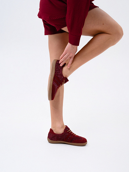 картинка Босоногие кеды ED'ART 184.nata'br.Бордовая замша+бордовый джангл от интернет магазина