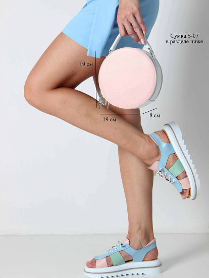 картинка Босоножки ED'ART 2029.2525'w. Голубой розовый мята от интернет магазина