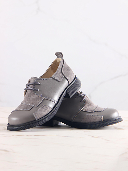 картинка Полуботинки туфли ED'ART 205.патриция'bl. Серый замок замша+серый игуана от интернет магазина