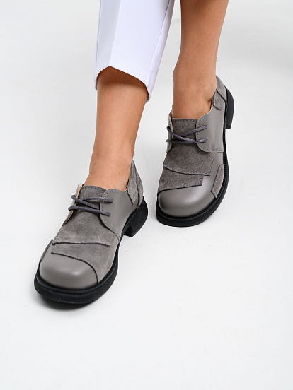 картинка Полуботинки туфли ED'ART 205.патриция'bl. Серый замок замша+серый игуана от интернет магазина