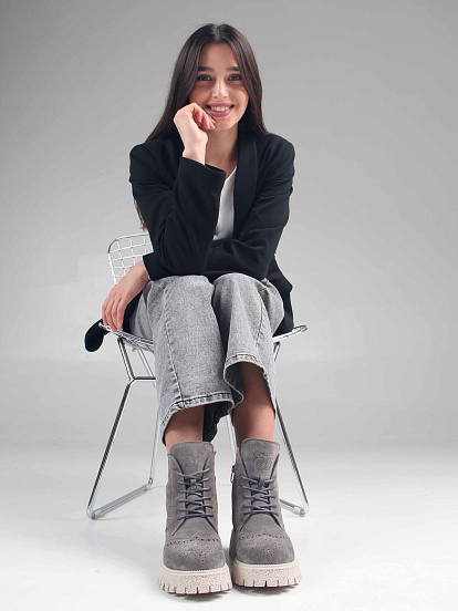 картинка Ботинки ED'ART 338.1541'be. серый замок замша от интернет магазина