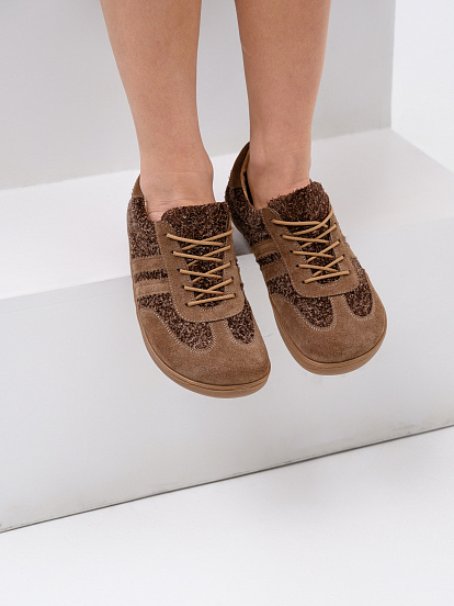картинка Босоногие кеды ED'ART 184.nata'br.Серо-коричневая замша+коричневый джангл от интернет магазина