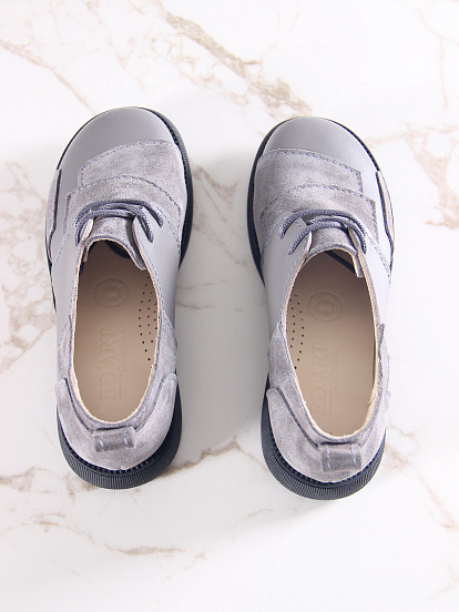 картинка Полуботинки туфли ED'ART 205.патриция'bl. Серый замок замша+серый игуана от интернет магазина