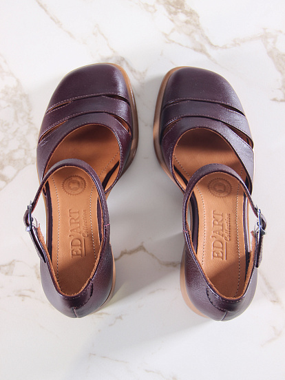 картинка Босоножки ED'ART 5032.23663'be. Бордовый +коричневый от интернет магазина