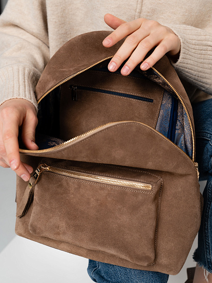 картинка Рюкзак ED'ART r01.серо-коричневая замша от интернет магазина