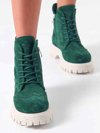 картинка Ботинки ED'ART 338.1541'be. Зеленый замша от интернет магазина