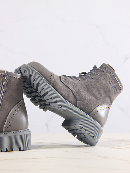 картинка Ботинки ED'ART 319.taskana'gr. Серый замок замша+игуана от интернет магазина