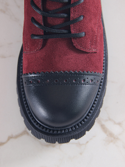 картинка Ботинки ED'ART 319.taskana'bl. Бордо замша+черный от интернет магазина