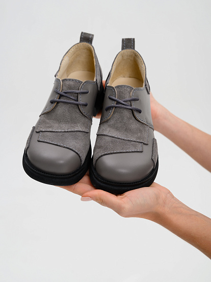 картинка Полуботинки туфли ED'ART 205.патриция'bl. Серый замок замша+серый игуана от интернет магазина