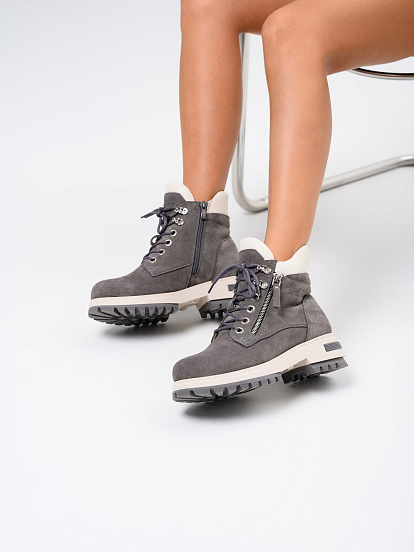 картинка Ботинки ED'ART 261.uno9'gr. Серый замок замша+бежевый от интернет магазина