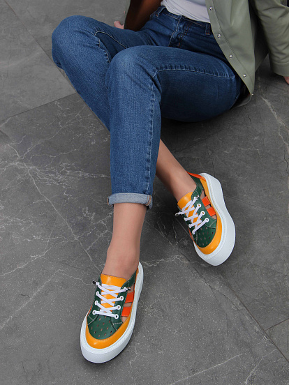 картинка Кроссовки ED'ART 165.P.Lusi23.'w.Зеленый-оранжевый от интернет магазина