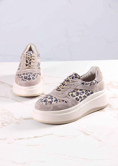 картинка Кроссовки ED'ART 149.24916'be. бежевый леопард ваниль замша от интернет магазина