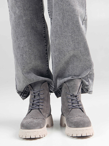 картинка Ботинки ED'ART 338.1541'be. серый замок замша от интернет магазина