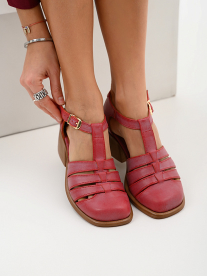картинка Босоножки ED'ART 5036.23663'bе.Вакса красный+коричневый от интернет магазина