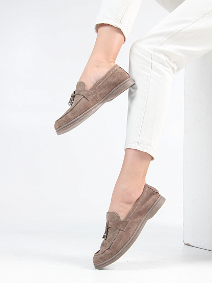 картинка Лоферы туфли ED'ART 170.2614'be. Коричневый капучино от интернет магазина