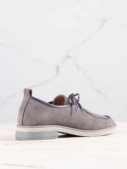 картинка Мокасины ED'ART 191.rose'gr. серый замок замша от интернет магазина