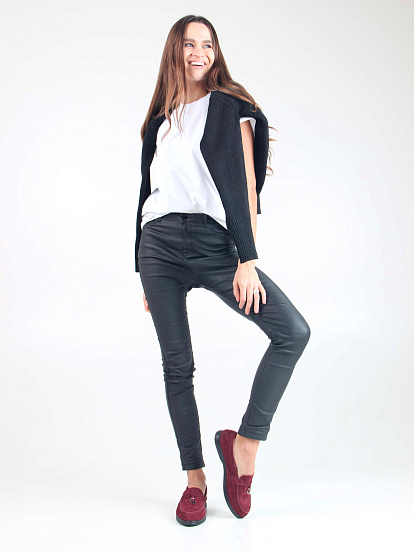 картинка Лоферы туфли ED'ART 170.2614'bl. бордо замша от интернет магазина