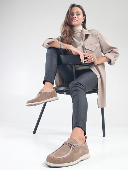 картинка Мокасины ED'ART 191.1607'be. коричневый капучино замша от интернет магазина