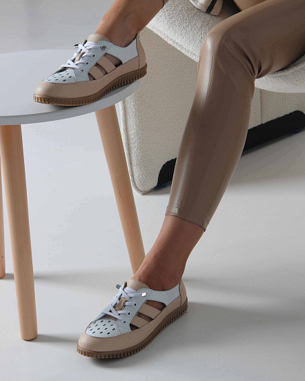 картинка Слипоны ED'ART 165.8000'be. белый-бежевый от интернет магазина