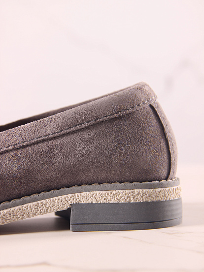 картинка Лоферы ED'ART 176.rose'gr. серый замок замша от интернет магазина