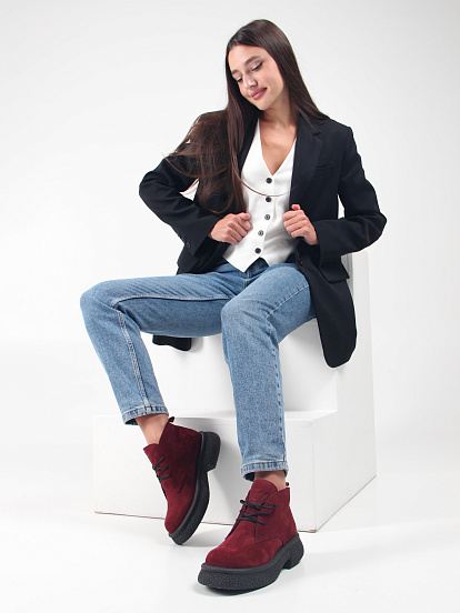 картинка Ботинки ED'ART 308.агата'bl. бордo замша от интернет магазина