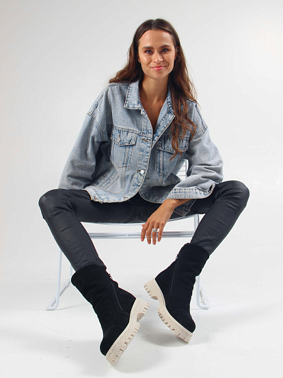 картинка Ботинки ED'ART 233.1541'be. Черный замша от интернет магазина