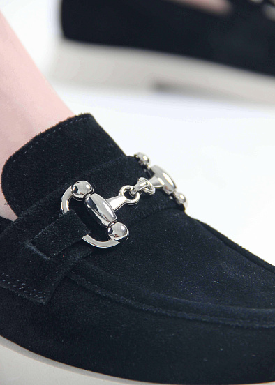 картинка Лоферы туфли ED'ART 172.1841'be. черная замша от интернет магазина