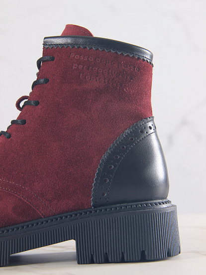 картинка Ботинки ED'ART 319.taskana'bl. Бордо замша+черный от интернет магазина