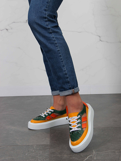 картинка Кроссовки ED'ART 165.P.Lusi23.'w.Зеленый-оранжевый от интернет магазина