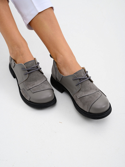 картинка Полуботинки туфли ED'ART 205.патриция'bl. Серый замок замша+серый игуана от интернет магазина