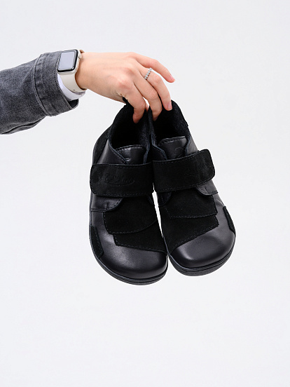 картинка Босоногие ботинки  ED'ART 206.NATA'bl.Черная кожа+черная замша от интернет магазина