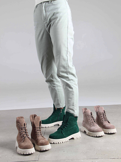 картинка Ботинки ED'ART 228.V.1541'be. Зеленый замша от интернет магазина