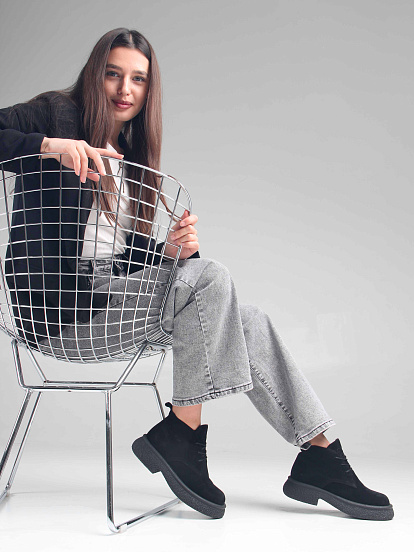 картинка Ботинки ED'ART 308.агата'bl. чёрный замша от интернет магазина