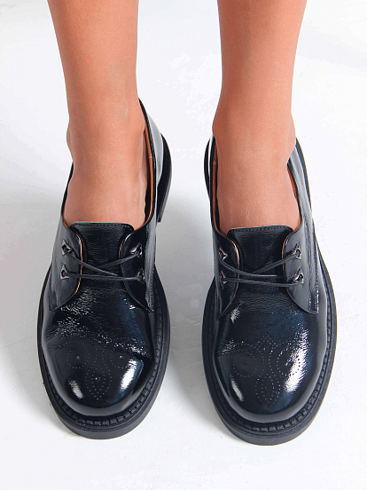 картинка Туфли полуботинки ED'ART 105.2693.bl. Черный наплак от интернет магазина
