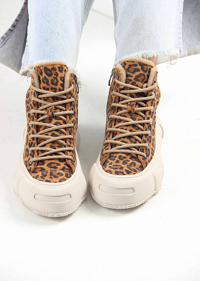 картинка Ботинки ED'ART 217.PODYUM151'be. коричневый леопард замша от интернет магазина