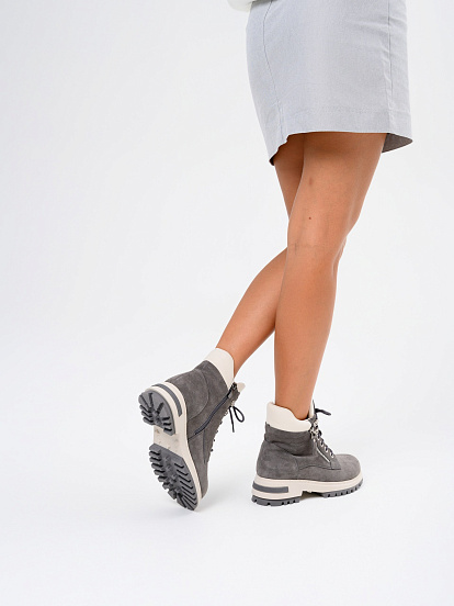 картинка Ботинки ED'ART 261.uno9'gr. Серый замок замша+бежевый от интернет магазина