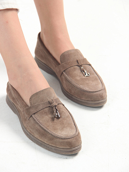 картинка Лоферы туфли ED'ART 170.2614'be. Коричневый капучино от интернет магазина