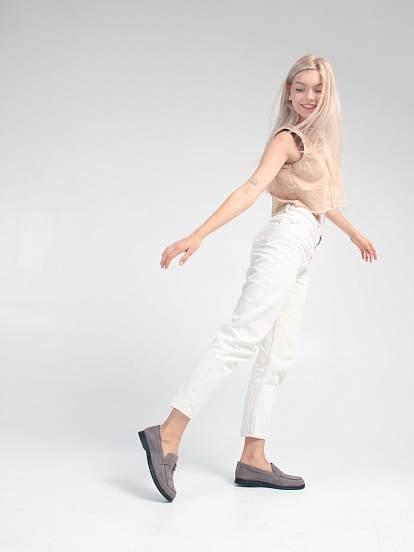 картинка Лоферы туфли ED'ART 170.2614'bl. Серый замок замша от интернет магазина