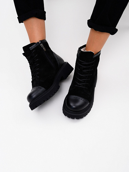картинка Ботинки ED'ART 319.taskana'bl. Черная замша+черный от интернет магазина