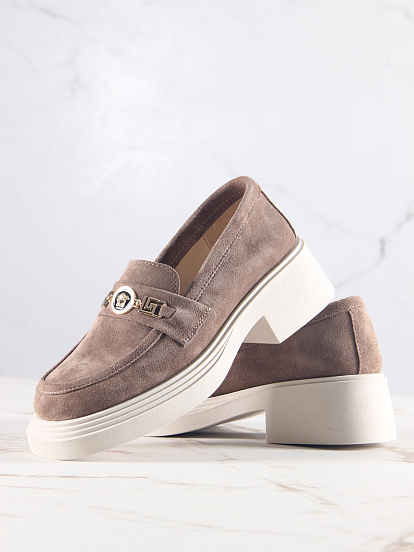 картинка Лоферы туфли ED'ART 173.1453'be. коричневый капучино замша от интернет магазина