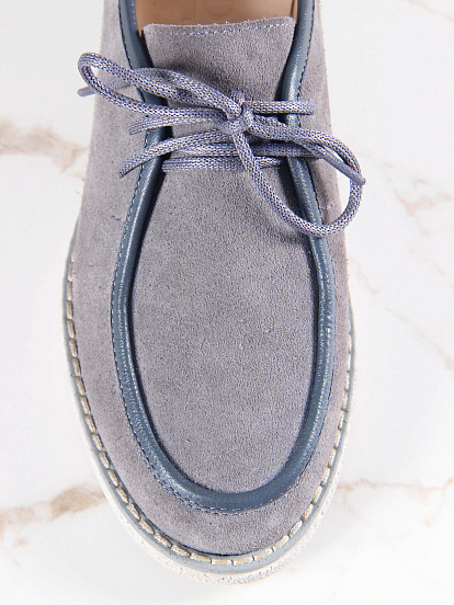 картинка Мокасины ED'ART 191.rose'gr. серый замок замша от интернет магазина