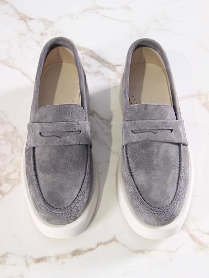 картинка Лоферы туфли ED'ART 176.1593'be. Серый замок замша от интернет магазина
