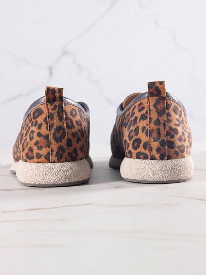 картинка Мокасины ED'ART 191.1607'be. коричневый леопард замша от интернет магазина