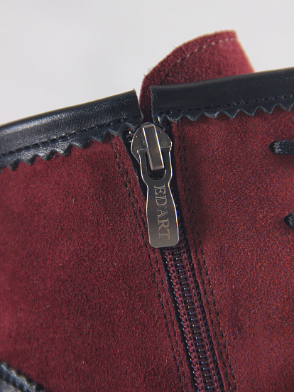 картинка Ботинки ED'ART 319.taskana'bl. Бордо замша+черный от интернет магазина