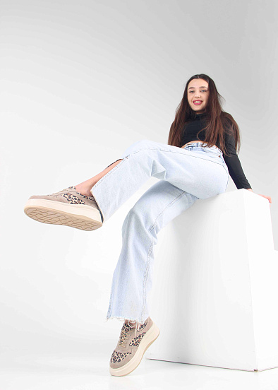 картинка Кроссовки ED'ART 149.24916'be. бежевый леопард ваниль замша от интернет магазина