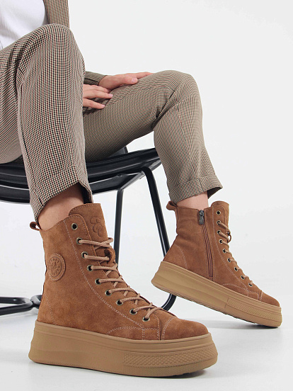 картинка Ботинки ED'ART 215.warm'br. светло коричневые замша от интернет магазина