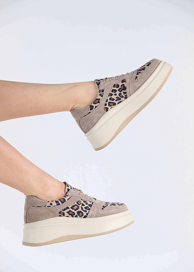 картинка Кроссовки ED'ART 149.24916'be. бежевый леопард ваниль замша от интернет магазина