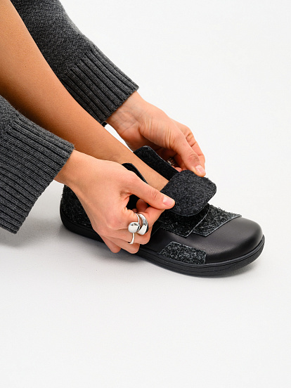 картинка Босоногие ботинки  ED'ART 206.NATA'bl.Черная кожа+черный джангл от интернет магазина