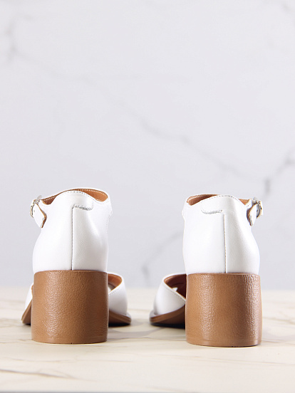 картинка Босоножки ED'ART 5033.23663'be. Белый+коричневый от интернет магазина