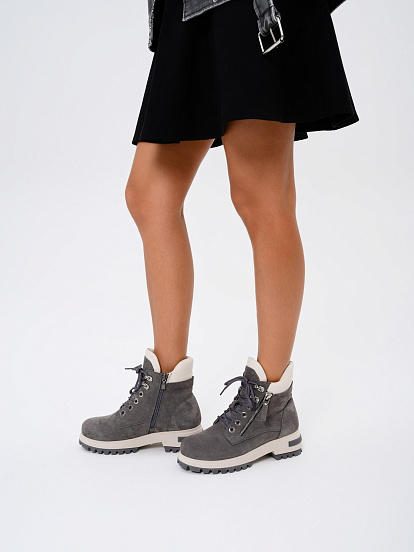 картинка Ботинки ED'ART 261.uno9'gr. Серый замок замша+бежевый от интернет магазина